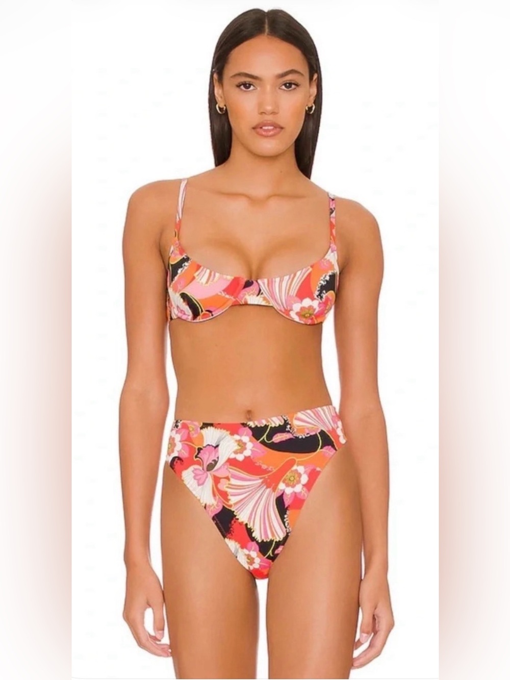 NWT Ronny Kobo Romy Two Piece Swimsuit Set Bathing Suit Multicolor Floral Size M